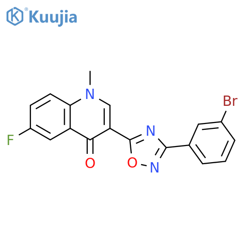 3-[3-(3-bromophenyl)-1,2,4-oxadiazol-5-yl]-6-fluoro-1-methyl-1,4-dihydroquinolin-4-one structure