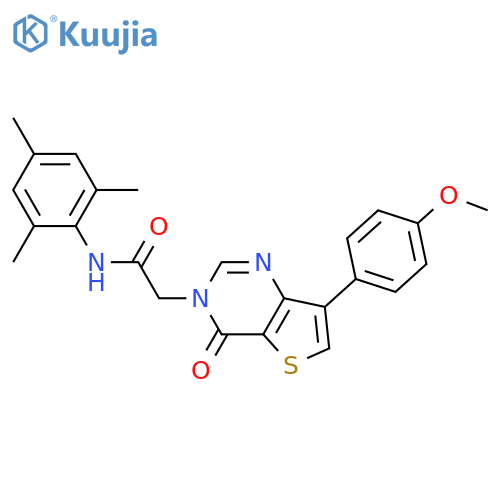 2-[7-(4-methoxyphenyl)-4-oxo-3H,4H-thieno[3,2-d]pyrimidin-3-yl]-N-(2,4,6-trimethylphenyl)acetamide structure