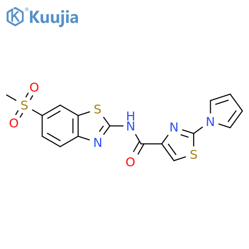 N-(6-methanesulfonyl-1,3-benzothiazol-2-yl)-2-(1H-pyrrol-1-yl)-1,3-thiazole-4-carboxamide structure