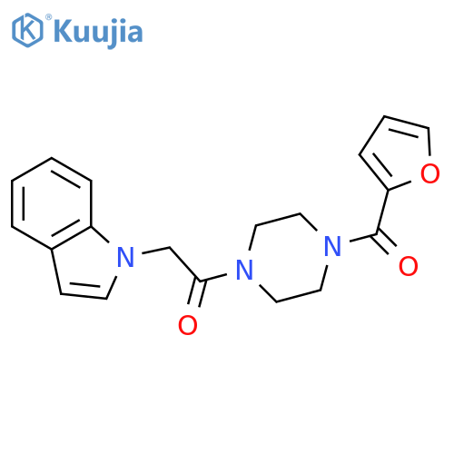 1-[4-(furan-2-carbonyl)piperazin-1-yl]-2-(1H-indol-1-yl)ethan-1-one structure