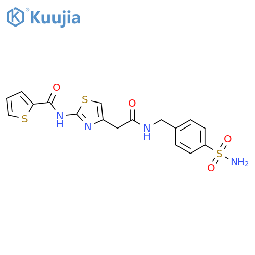 N-4-({(4-sulfamoylphenyl)methylcarbamoyl}methyl)-1,3-thiazol-2-ylthiophene-2-carboxamide structure