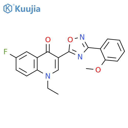 1-ethyl-6-fluoro-3-[3-(2-methoxyphenyl)-1,2,4-oxadiazol-5-yl]-1,4-dihydroquinolin-4-one structure