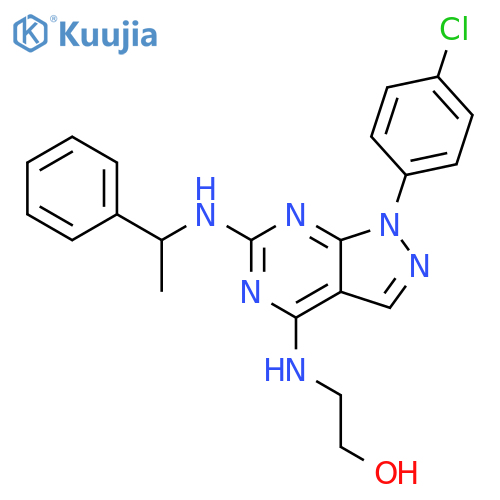 2-{1-(4-chlorophenyl)-6-(1-phenylethyl)amino-1H-pyrazolo3,4-dpyrimidin-4-ylamino}ethan-1-ol structure
