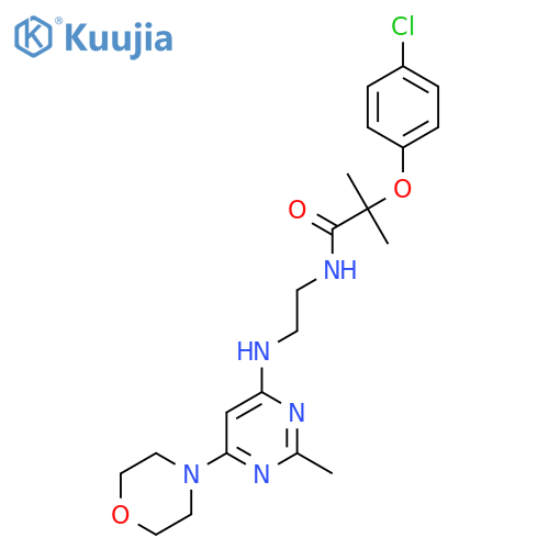 2-(4-chlorophenoxy)-2-methyl-N-(2-{2-methyl-6-(morpholin-4-yl)pyrimidin-4-ylamino}ethyl)propanamide structure