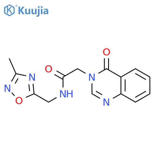 N-(3-methyl-1,2,4-oxadiazol-5-yl)methyl-2-(4-oxo-3,4-dihydroquinazolin-3-yl)acetamide structure