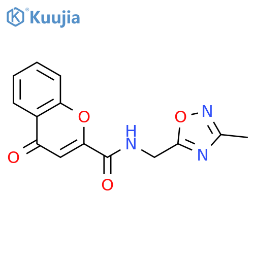 N-(3-methyl-1,2,4-oxadiazol-5-yl)methyl-4-oxo-4H-chromene-2-carboxamide structure