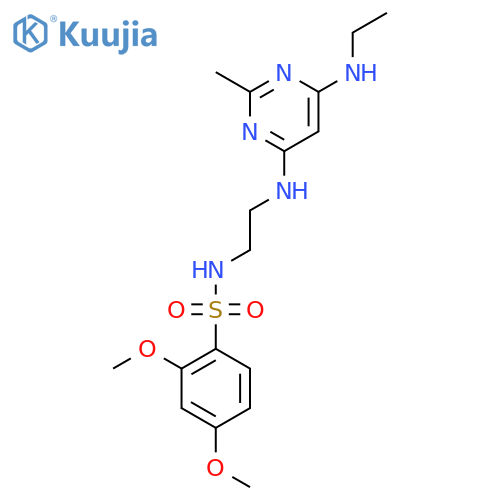 N-(2-{6-(ethylamino)-2-methylpyrimidin-4-ylamino}ethyl)-2,4-dimethoxybenzene-1-sulfonamide structure