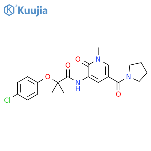 2-(4-chlorophenoxy)-2-methyl-N-[1-methyl-2-oxo-5-(pyrrolidine-1-carbonyl)-1,2-dihydropyridin-3-yl]propanamide structure