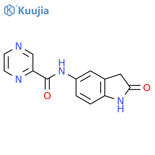 N-(2-oxo-2,3-dihydro-1H-indol-5-yl)pyrazine-2-carboxamide structure