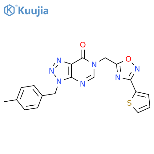 3-[(4-methylphenyl)methyl]-6-{[3-(thiophen-2-yl)-1,2,4-oxadiazol-5-yl]methyl}-3H,6H,7H-[1,2,3]triazolo[4,5-d]pyrimidin-7-one structure