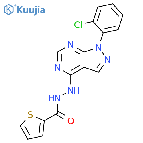 N'-1-(2-chlorophenyl)-1H-pyrazolo3,4-dpyrimidin-4-ylthiophene-2-carbohydrazide structure