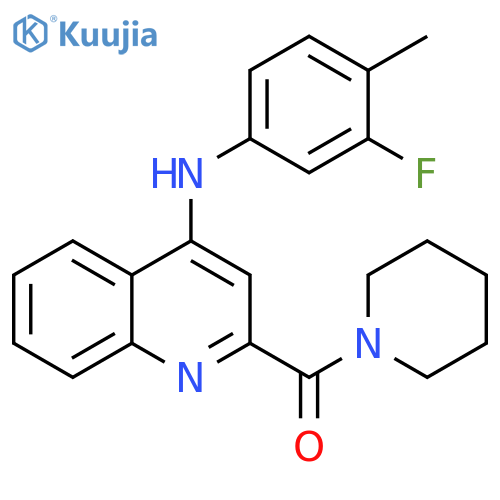 N-(3-fluoro-4-methylphenyl)-2-(piperidine-1-carbonyl)quinolin-4-amine structure