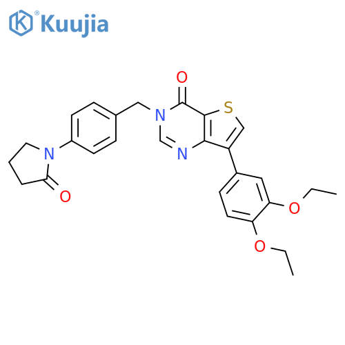 1-(4-{[7-(3,4-diethoxyphenyl)-4-oxo-3H,4H-thieno[3,2-d]pyrimidin-3-yl]methyl}phenyl)pyrrolidin-2-one structure