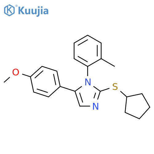 2-(cyclopentylsulfanyl)-5-(4-methoxyphenyl)-1-(2-methylphenyl)-1H-imidazole structure
