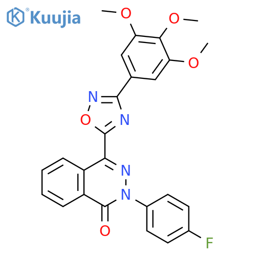 2-(4-fluorophenyl)-4-[3-(3,4,5-trimethoxyphenyl)-1,2,4-oxadiazol-5-yl]-1,2-dihydrophthalazin-1-one structure