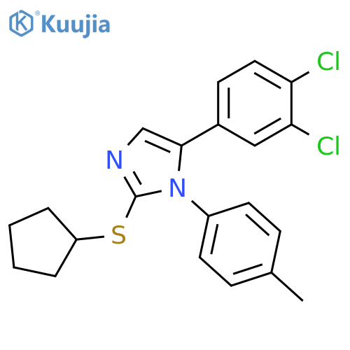 2-(cyclopentylsulfanyl)-5-(3,4-dichlorophenyl)-1-(4-methylphenyl)-1H-imidazole structure