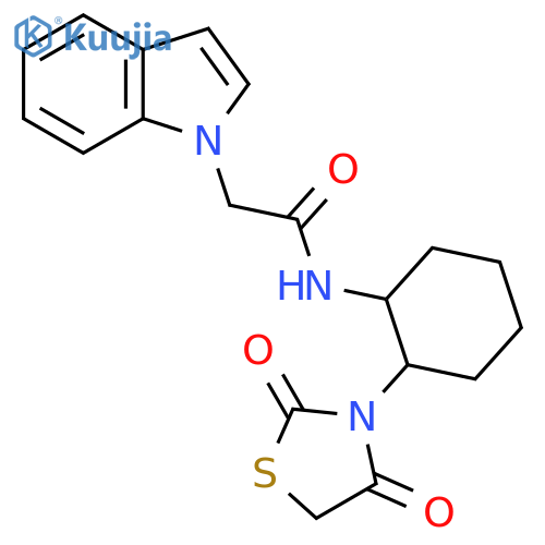 N-2-(2,4-dioxo-1,3-thiazolidin-3-yl)cyclohexyl-2-(1H-indol-1-yl)acetamide structure