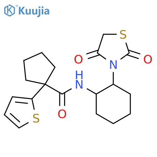 N-2-(2,4-dioxo-1,3-thiazolidin-3-yl)cyclohexyl-1-(thiophen-2-yl)cyclopentane-1-carboxamide structure