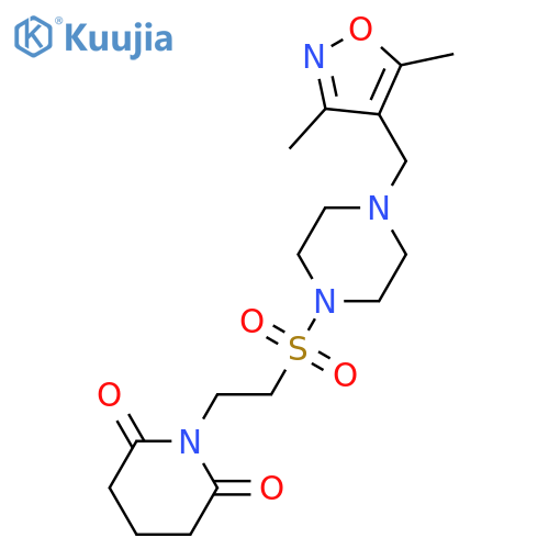 1-2-({4-(3,5-dimethyl-1,2-oxazol-4-yl)methylpiperazin-1-yl}sulfonyl)ethylpiperidine-2,6-dione structure