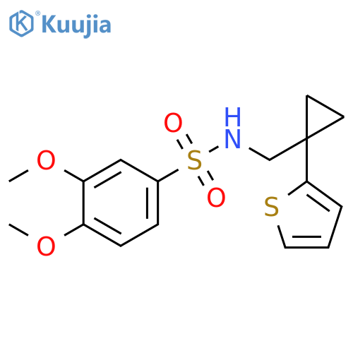 3,4-dimethoxy-N-{[1-(thiophen-2-yl)cyclopropyl]methyl}benzene-1-sulfonamide structure