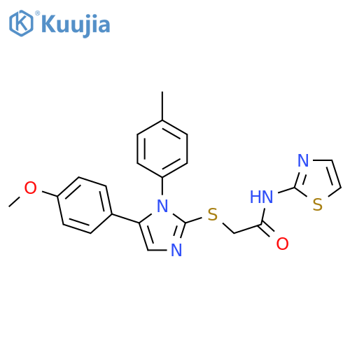 2-{[5-(4-methoxyphenyl)-1-(4-methylphenyl)-1H-imidazol-2-yl]sulfanyl}-N-(1,3-thiazol-2-yl)acetamide structure