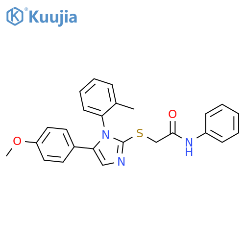 2-{[5-(4-methoxyphenyl)-1-(2-methylphenyl)-1H-imidazol-2-yl]sulfanyl}-N-phenylacetamide structure