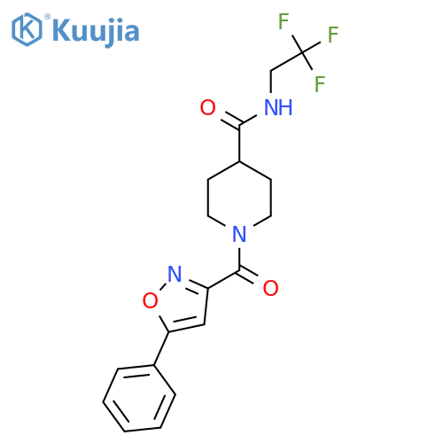 1-(5-phenyl-1,2-oxazole-3-carbonyl)-N-(2,2,2-trifluoroethyl)piperidine-4-carboxamide structure