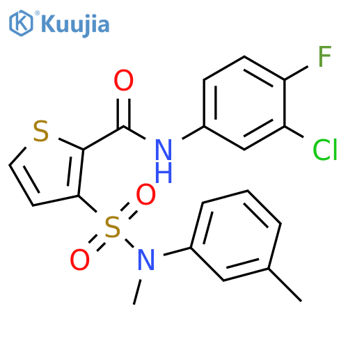 N-(3-chloro-4-fluorophenyl)-3-[methyl(3-methylphenyl)sulfamoyl]thiophene-2-carboxamide structure