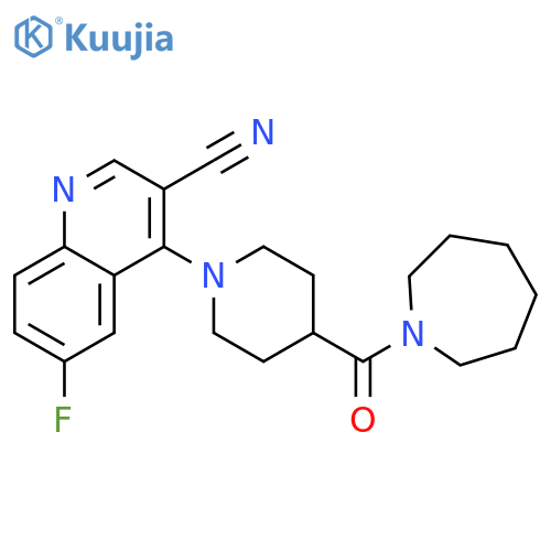 4-[4-(azepane-1-carbonyl)piperidin-1-yl]-6-fluoroquinoline-3-carbonitrile structure