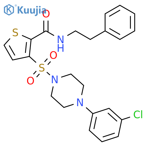 3-{[4-(3-chlorophenyl)piperazin-1-yl]sulfonyl}-N-(2-phenylethyl)thiophene-2-carboxamide structure