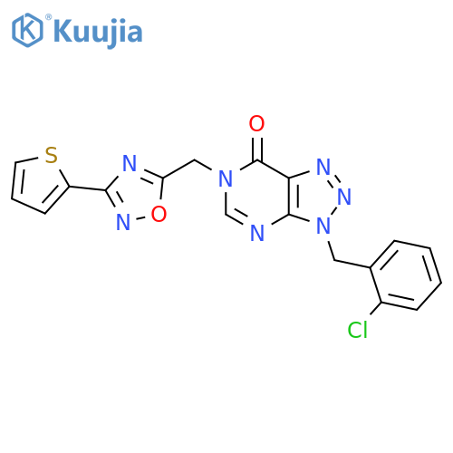 3-[(2-chlorophenyl)methyl]-6-{[3-(thiophen-2-yl)-1,2,4-oxadiazol-5-yl]methyl}-3H,6H,7H-[1,2,3]triazolo[4,5-d]pyrimidin-7-one structure