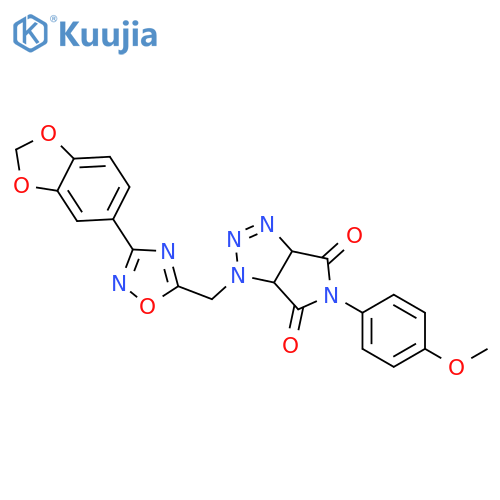 1-{[3-(2H-1,3-benzodioxol-5-yl)-1,2,4-oxadiazol-5-yl]methyl}-5-(4-methoxyphenyl)-1H,3aH,4H,5H,6H,6aH-pyrrolo[3,4-d][1,2,3]triazole-4,6-dione structure