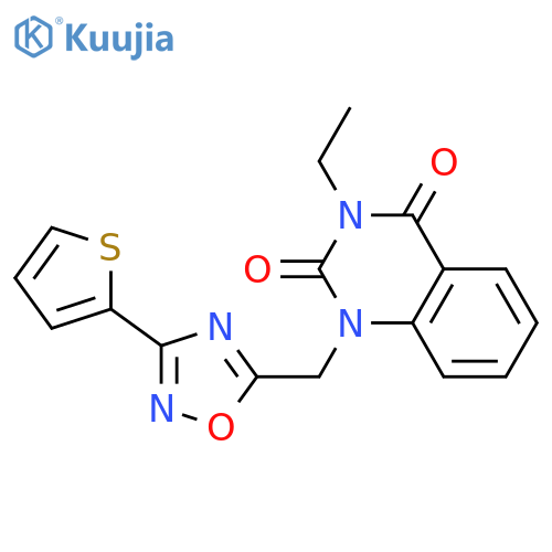 3-ethyl-1-{[3-(thiophen-2-yl)-1,2,4-oxadiazol-5-yl]methyl}-1,2,3,4-tetrahydroquinazoline-2,4-dione structure