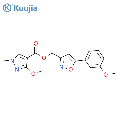 5-(3-methoxyphenyl)-1,2-oxazol-3-ylmethyl 3-methoxy-1-methyl-1H-pyrazole-4-carboxylate structure