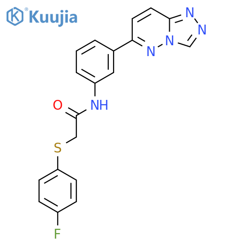 2-(4-fluorophenyl)sulfanyl-N-(3-{1,2,4triazolo4,3-bpyridazin-6-yl}phenyl)acetamide structure