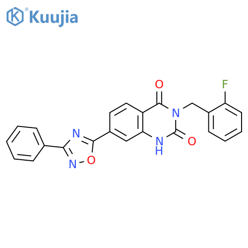 3-[(2-fluorophenyl)methyl]-7-(3-phenyl-1,2,4-oxadiazol-5-yl)-1,2,3,4-tetrahydroquinazoline-2,4-dione structure