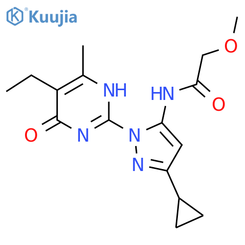 N-[3-cyclopropyl-1-(5-ethyl-4-methyl-6-oxo-1,6-dihydropyrimidin-2-yl)-1H-pyrazol-5-yl]-2-methoxyacetamide structure