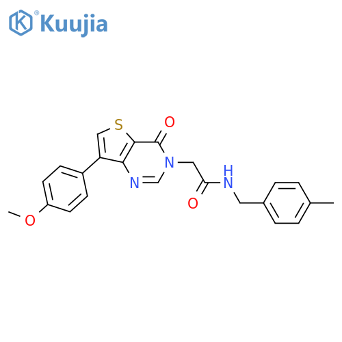 2-[7-(4-methoxyphenyl)-4-oxo-3H,4H-thieno[3,2-d]pyrimidin-3-yl]-N-[(4-methylphenyl)methyl]acetamide structure