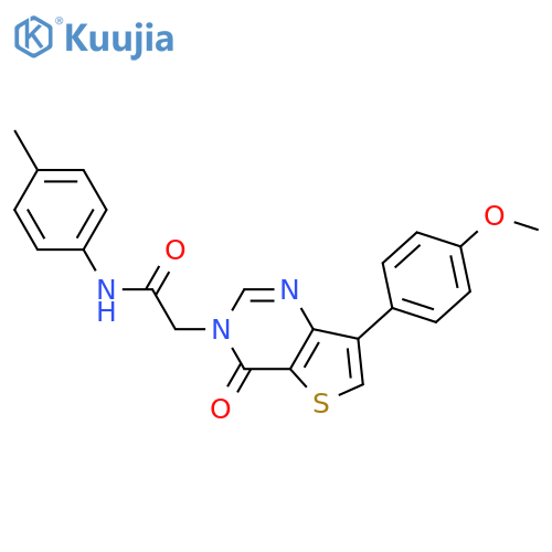 2-[7-(4-methoxyphenyl)-4-oxo-3H,4H-thieno[3,2-d]pyrimidin-3-yl]-N-(4-methylphenyl)acetamide structure