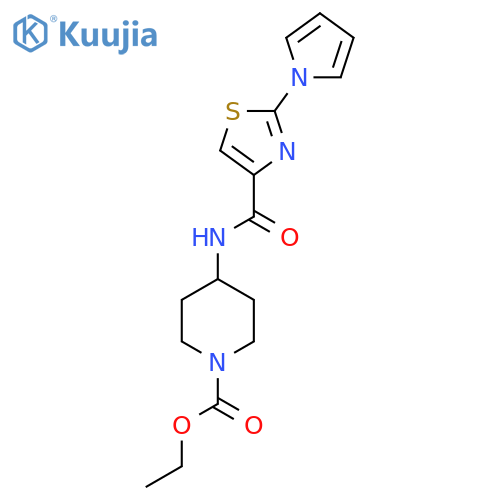 ethyl 4-2-(1H-pyrrol-1-yl)-1,3-thiazole-4-amidopiperidine-1-carboxylate structure