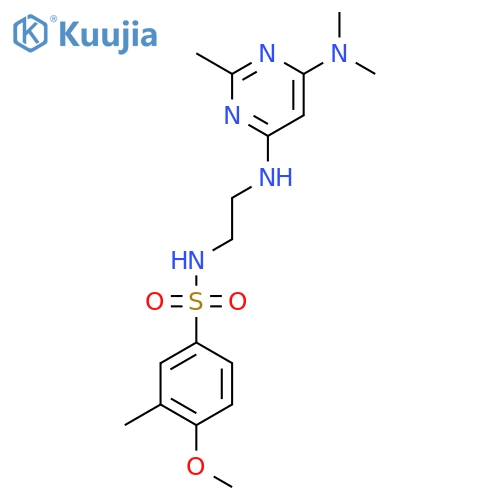 N-(2-{6-(dimethylamino)-2-methylpyrimidin-4-ylamino}ethyl)-4-methoxy-3-methylbenzene-1-sulfonamide structure