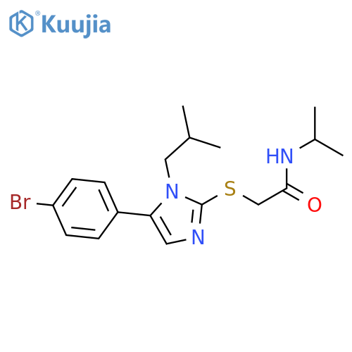 2-{[5-(4-bromophenyl)-1-(2-methylpropyl)-1H-imidazol-2-yl]sulfanyl}-N-(propan-2-yl)acetamide structure