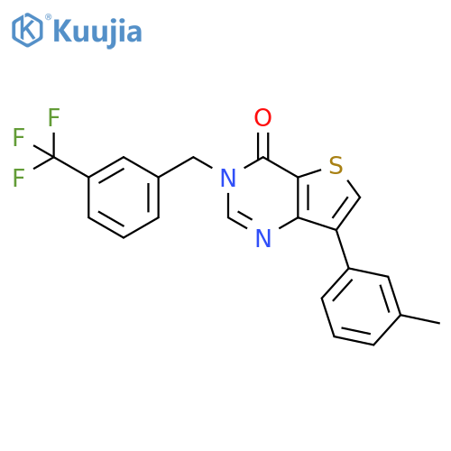 7-(3-methylphenyl)-3-{[3-(trifluoromethyl)phenyl]methyl}-3H,4H-thieno[3,2-d]pyrimidin-4-one structure