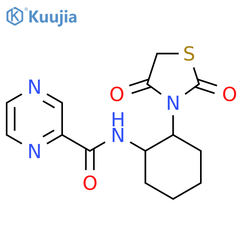 N-2-(2,4-dioxo-1,3-thiazolidin-3-yl)cyclohexylpyrazine-2-carboxamide structure