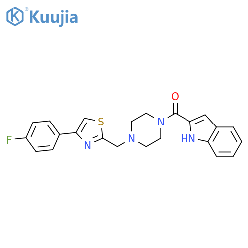 2-(4-{4-(4-fluorophenyl)-1,3-thiazol-2-ylmethyl}piperazine-1-carbonyl)-1H-indole structure