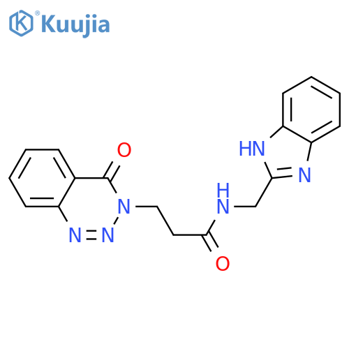 N-(1H-1,3-benzodiazol-2-yl)methyl-3-(4-oxo-3,4-dihydro-1,2,3-benzotriazin-3-yl)propanamide structure
