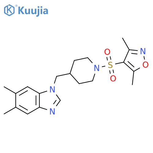 1-({1-[(3,5-dimethyl-1,2-oxazol-4-yl)sulfonyl]piperidin-4-yl}methyl)-5,6-dimethyl-1H-1,3-benzodiazole structure