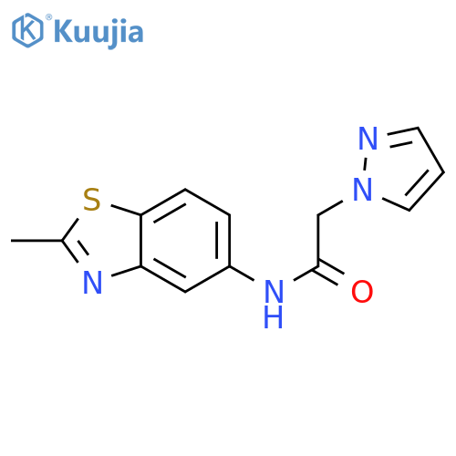 N-(2-methyl-1,3-benzothiazol-5-yl)-2-(1H-pyrazol-1-yl)acetamide structure