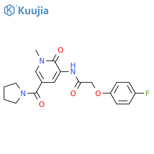 2-(4-fluorophenoxy)-N-[1-methyl-2-oxo-5-(pyrrolidine-1-carbonyl)-1,2-dihydropyridin-3-yl]acetamide structure