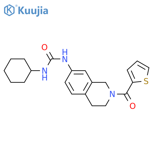 1-cyclohexyl-3-2-(thiophene-2-carbonyl)-1,2,3,4-tetrahydroisoquinolin-7-ylurea structure